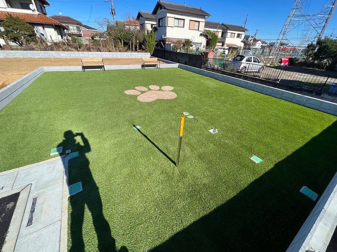 新築分譲地 人工芝ドッグラン施工